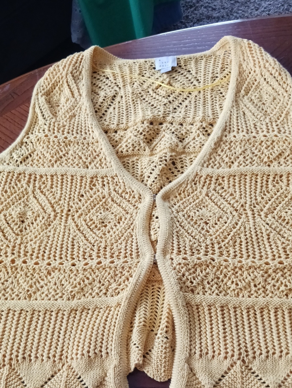 a new day Yellow Crochet Knit Women's Sweater Vest